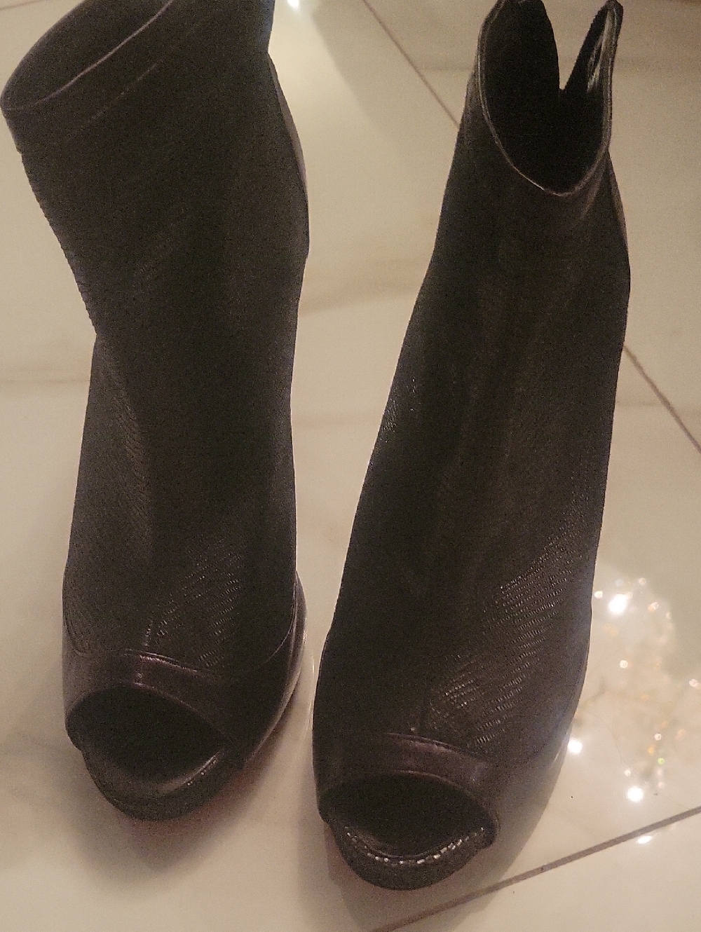 Amalfi Black Open-Toe Sock Booties
